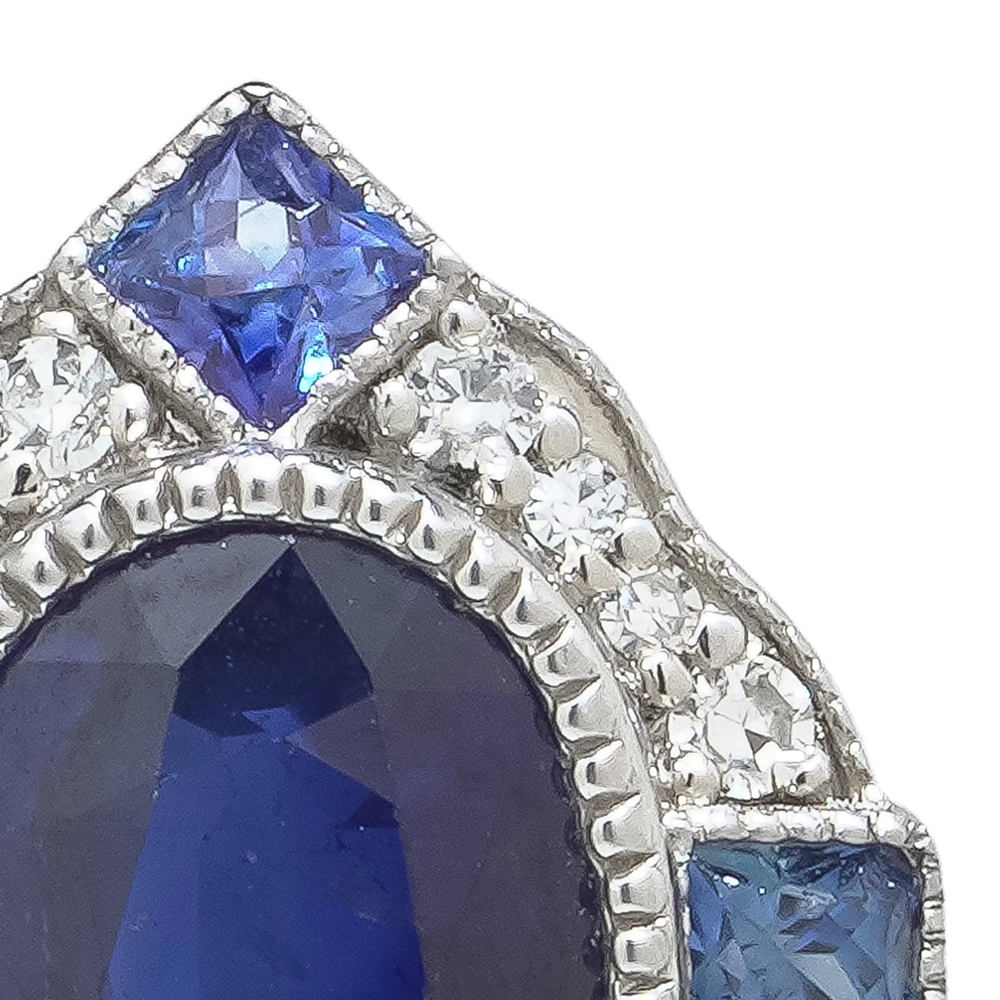 Platinum Sapphire And Diamond Stud Earrings