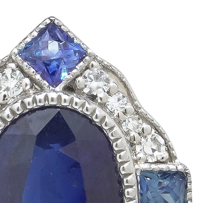 Platinum Sapphire And Diamond Stud Earrings