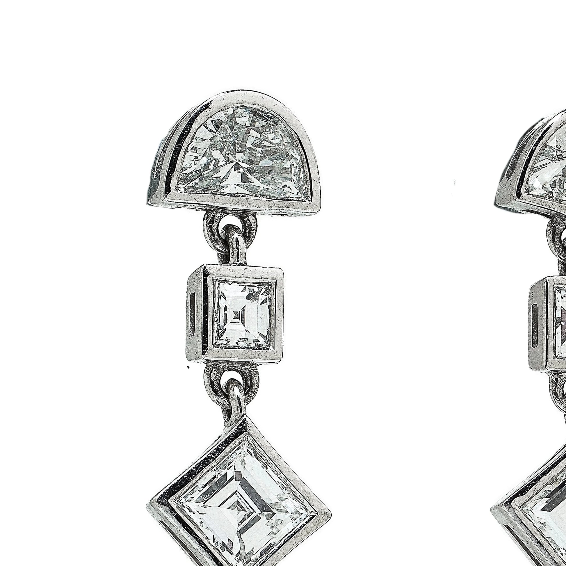Platinum Diamond Drop Earrings 2.80ct Total