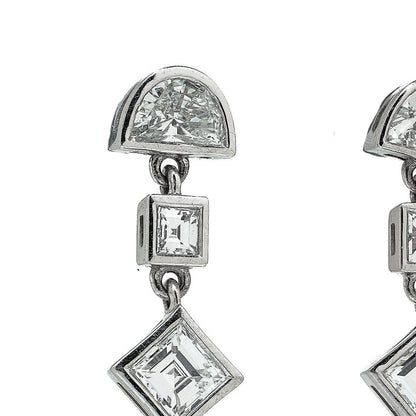 Platinum Diamond Drop Earrings 2.80ct Total