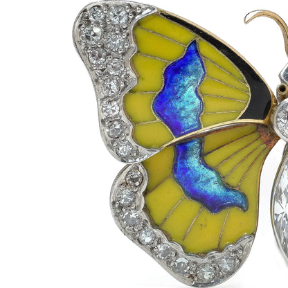 Early 20th Century Diamond and Enamel Butterfly Brooch