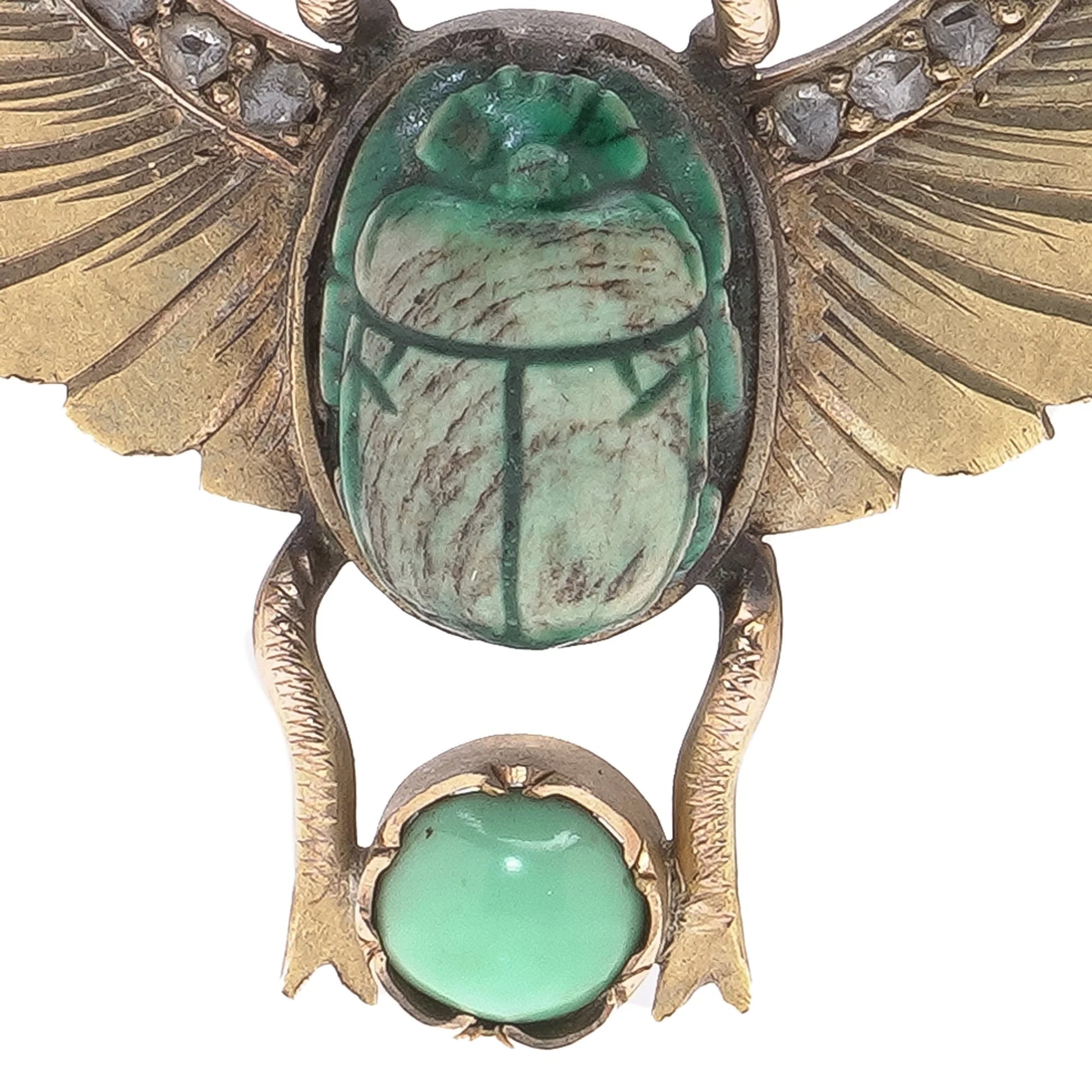 Egyptian Revival Scarab Necklace, 18 Carat Gold, Early 20th Century
