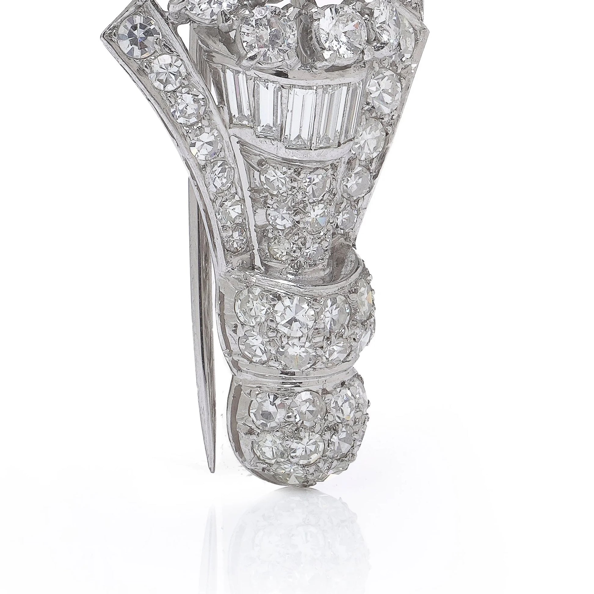 Vintage Art Deco Platinum Diamond Brooch Circa 1930's
