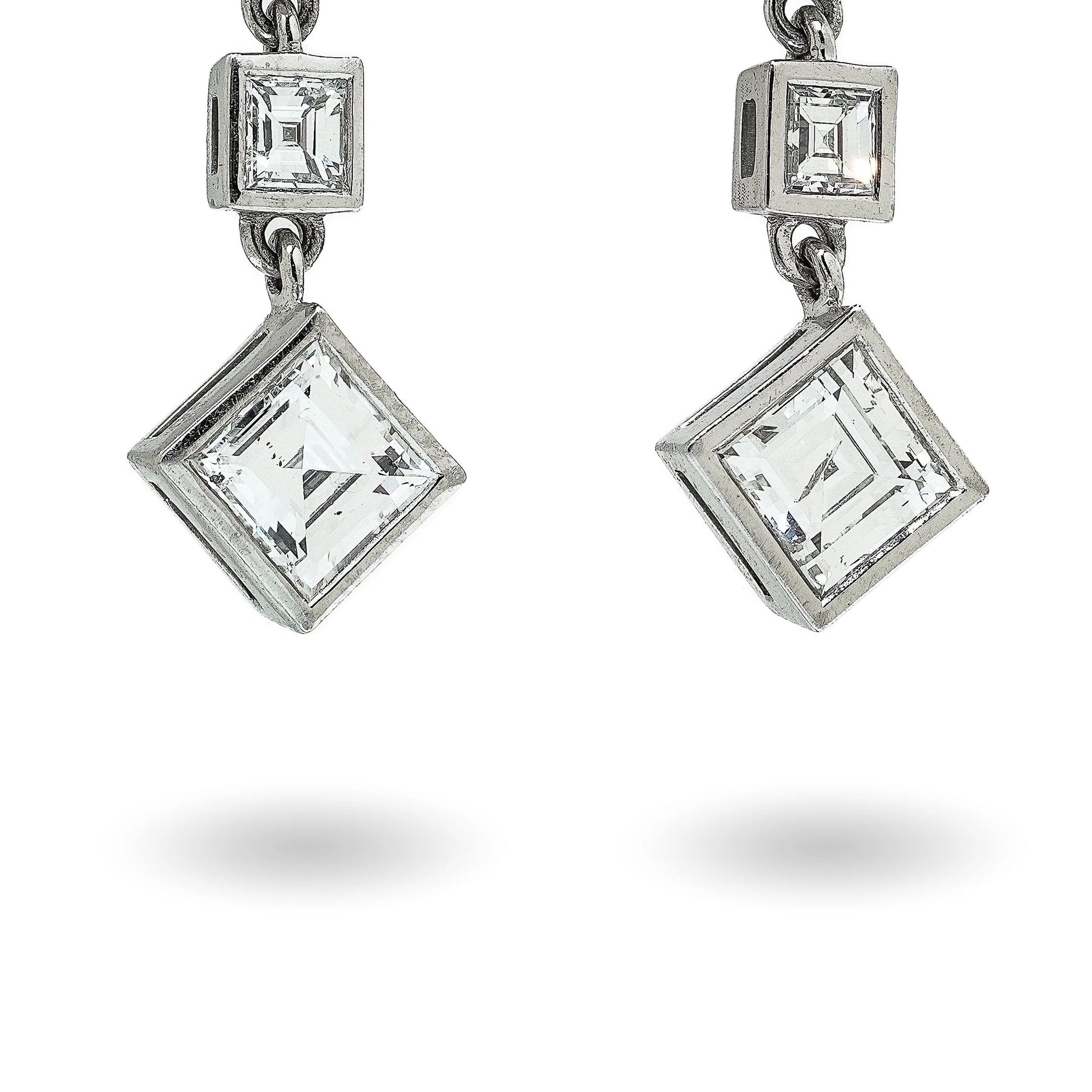 Platinum Diamond Drop Earrings 2.80ct Total