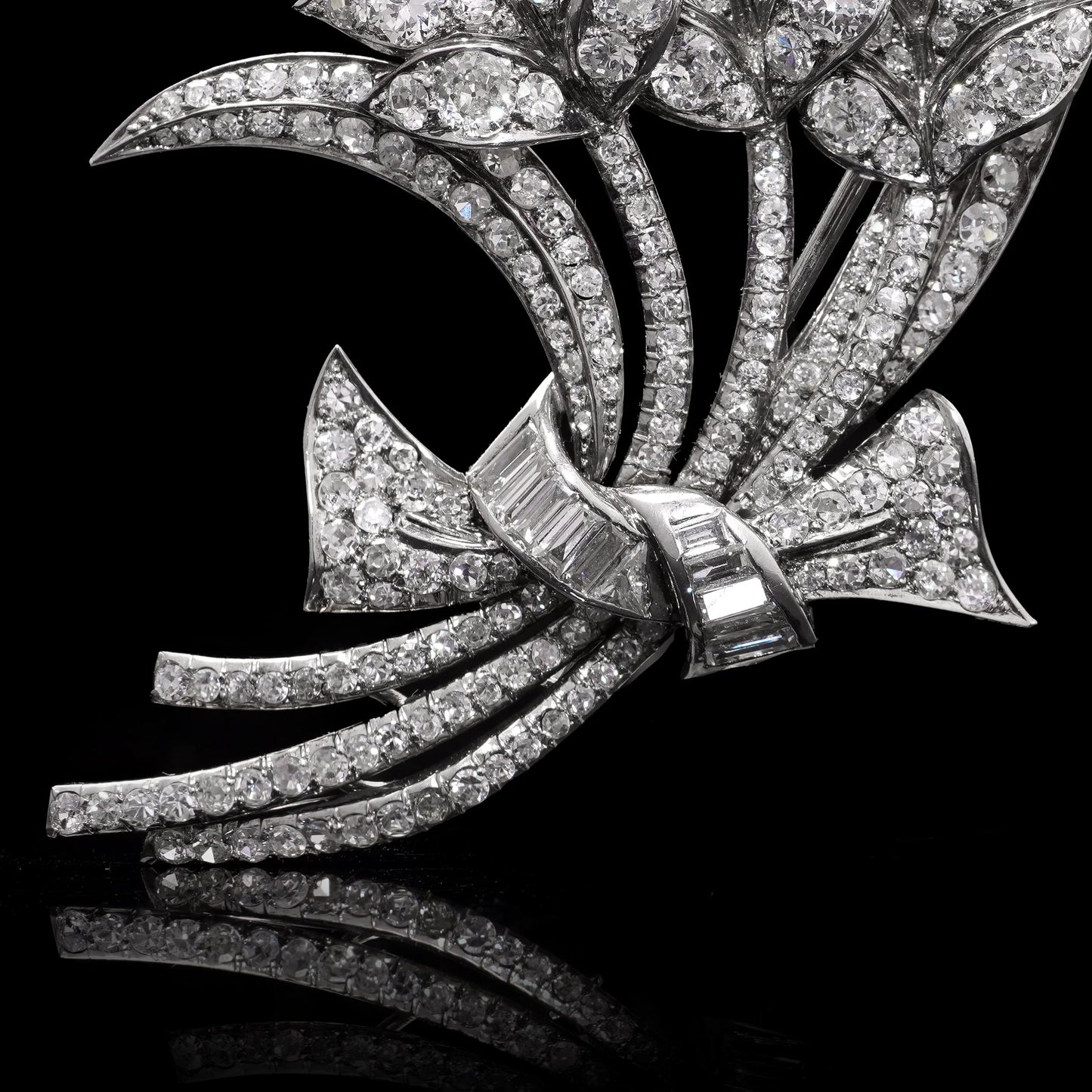 Art Deco 1920s Platinum Flower Bouquet Brooch With 6.00 carat diamonds