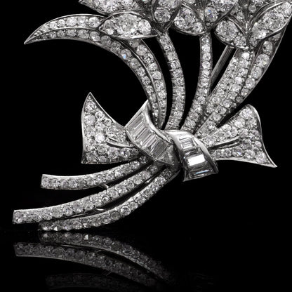 Art Deco 1920s Platinum Flower Bouquet Brooch With 6.00 carat diamonds