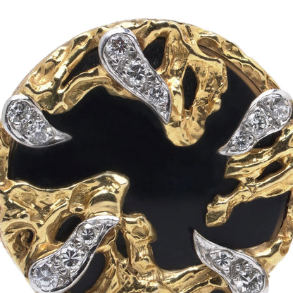 Vintage Kutchinsky 18ct Gold Onyx & Diamond Clip-On Earrings, Circa 1970s