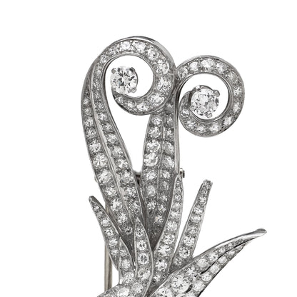 Art Deco Platinum Double Clip Diamond Bird Brooches