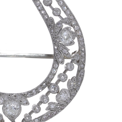 Belle Epoque 2.50ct Old Cut Diamond Horseshoe Brooch in Platinum