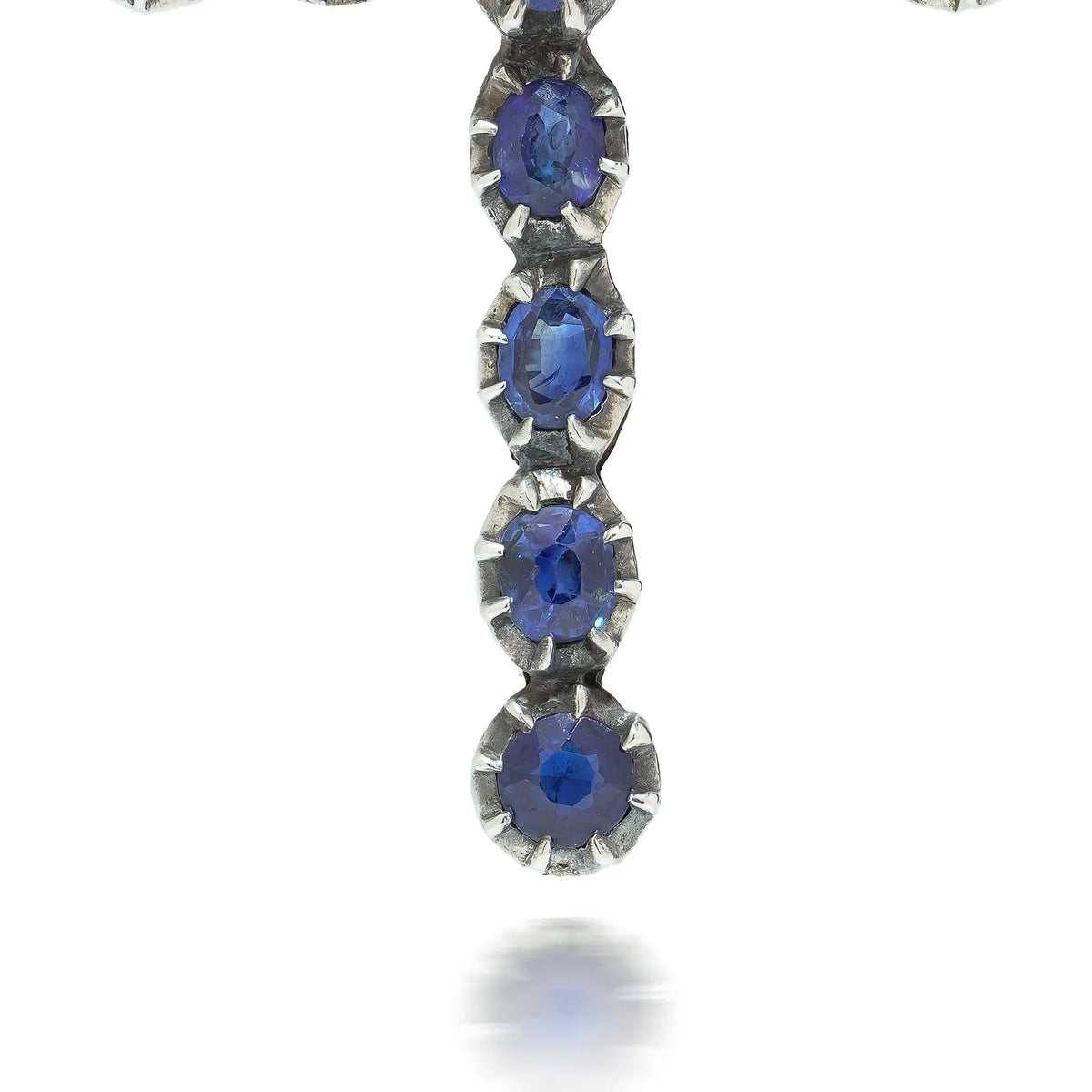 Victorian 9 Carat Gold and Silver Sapphire Cross Pendant, 3.40 Carats