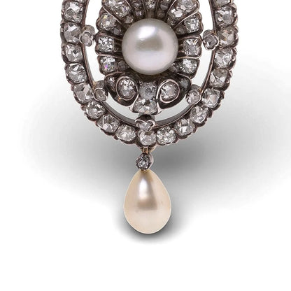 Victorian 15 Carat Gold And Silver Diamond And Pearl Pendant