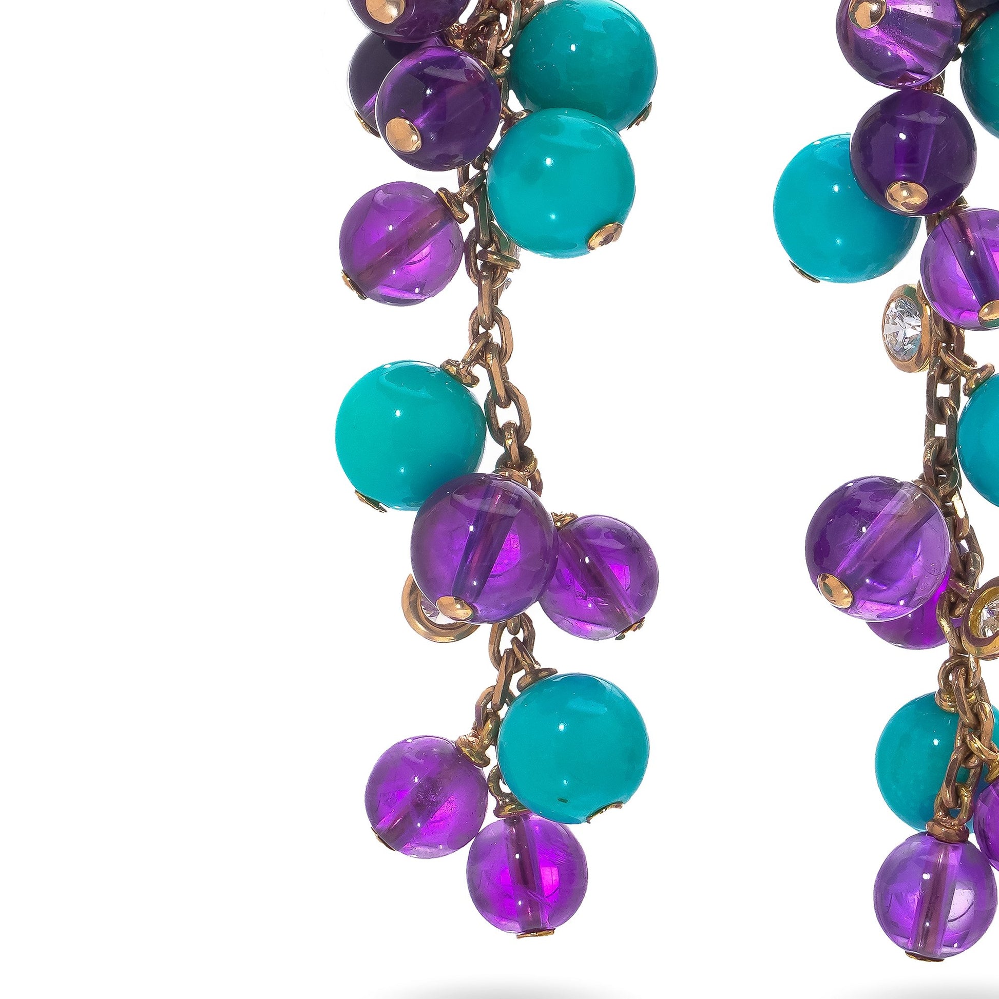 Cartier Les Delices De Goa Turquoise, Amethyst & Diamond Day Night Earrings