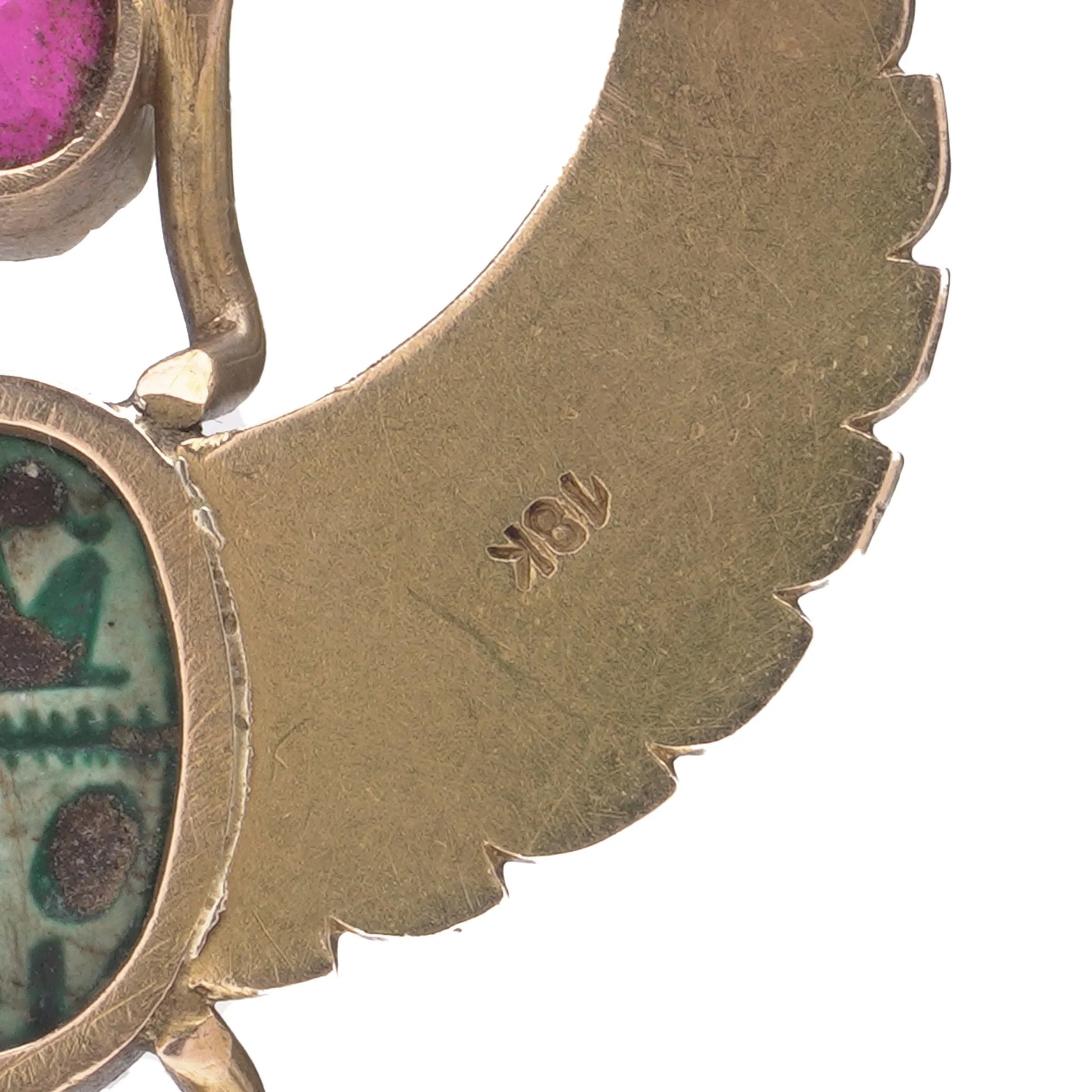 Egyptian Revival Scarab Necklace, 18 Carat Gold, Early 20th Century