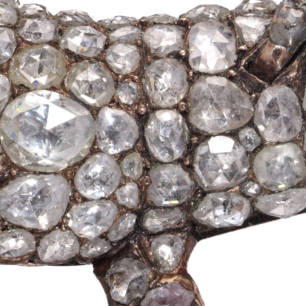 Victorian 9 Carat Rose Gold And Silver Diamond Reindeer Brooch