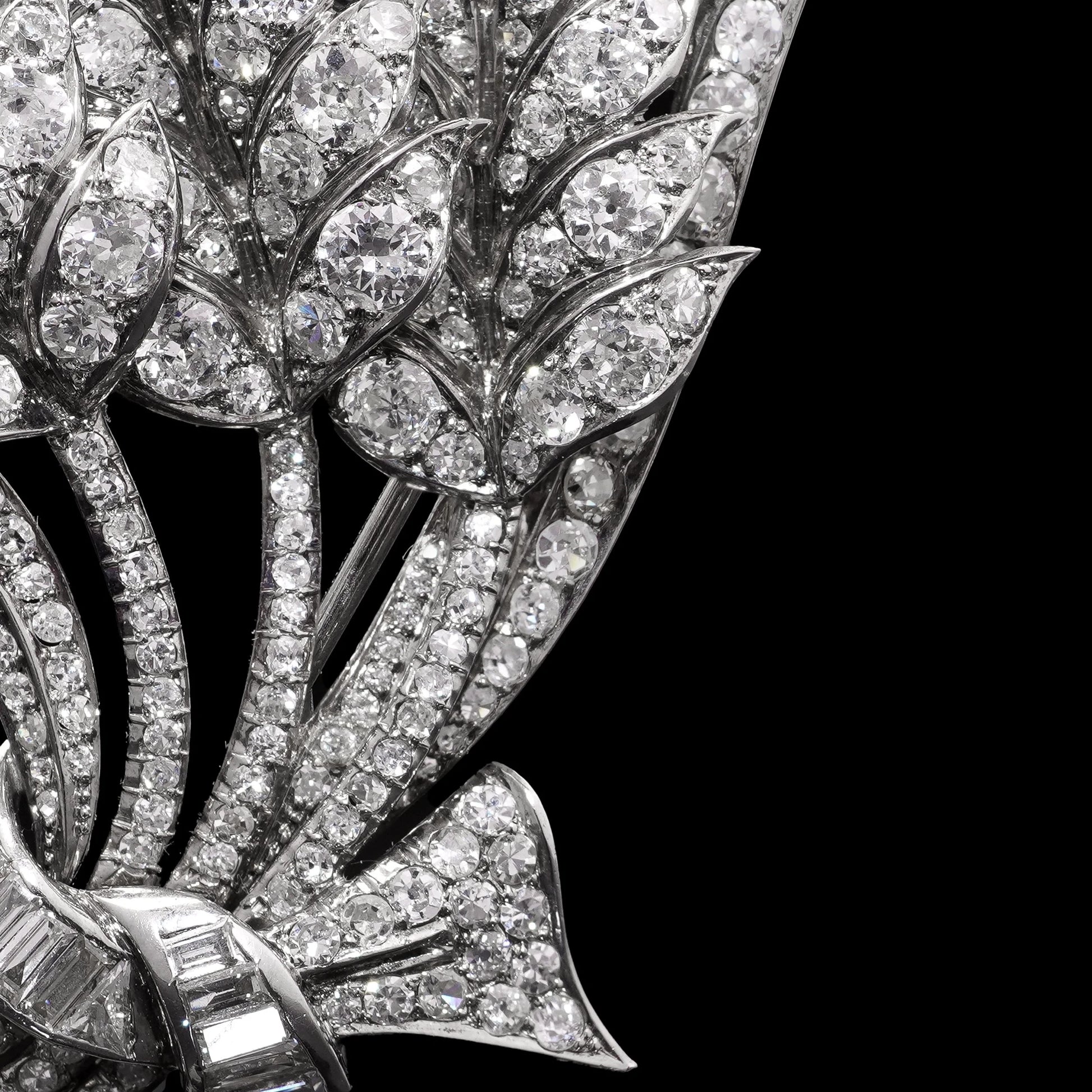 Art Deco 1920s Platinum Flower Bouquet Brooch With 6.00 carat diamonds