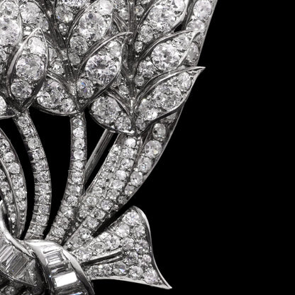 Art Deco 1920s Platinum Flower Bouquet Brooch With 6.00 carat diamonds