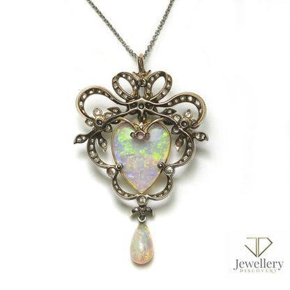 opal diamond pendant
