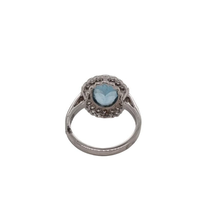 Oval Cut 2.10ct Aquamarine and Diamond Cluster Engagement Ring