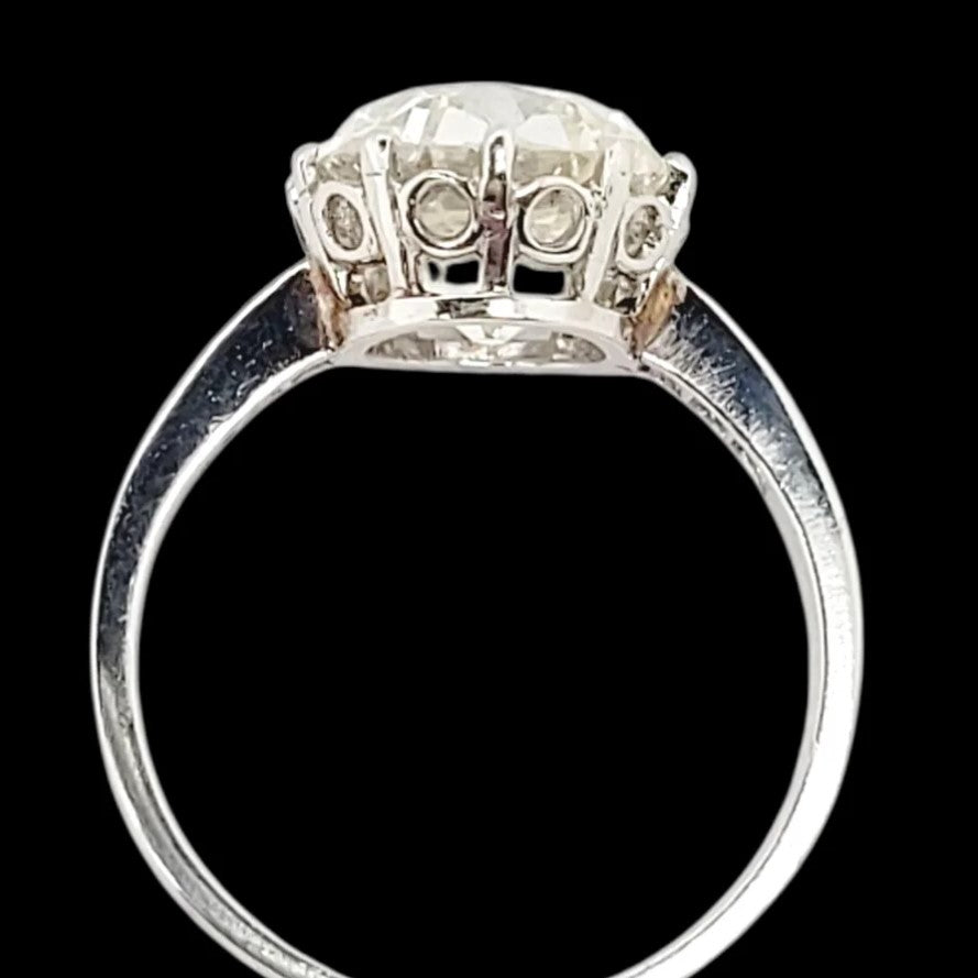 Antique 3.15ct Old Mine Cut Diamond Solitaire Engagement Ring