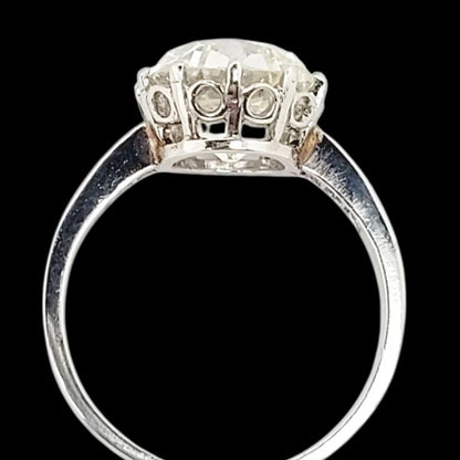 Antique 3.15ct Old Mine Cut Diamond Solitaire Engagement Ring