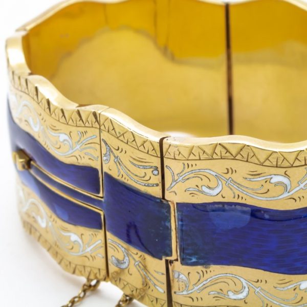 VICTORIAN ENAMEL DIAMOND & GOLD BANGLE