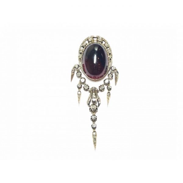 VICTORIAN GARNET & DIAMOND BROOCH