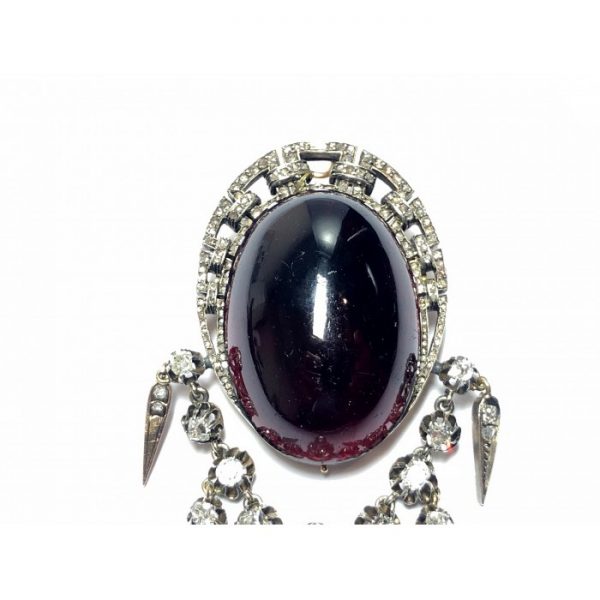 VICTORIAN GARNET & DIAMOND BROOCH