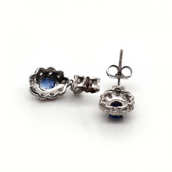 Vintage Sapphire and Diamond Cluster Drop Earrings, Circa 1960