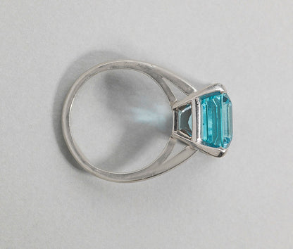 Vintage Cartier Single Stone Aquamarine Ring, in Platinum