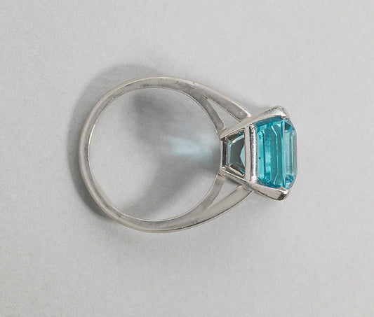 Vintage Cartier Single Stone Aquamarine Ring, in Platinum