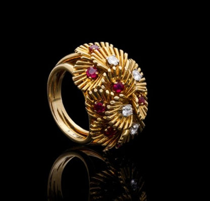 Van Cleef & Arpels Ruby and Diamond Earrings and Ring Set