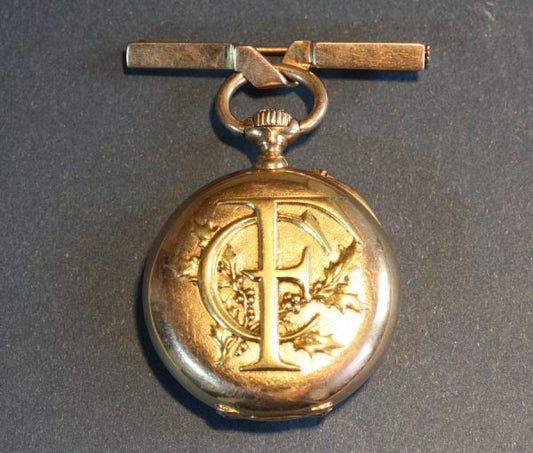 Antique Victorian Clementine Falize's Watch by Jean Daniel Martin et Fils, chased 18ct gold, monogram CF, Signed: ‘Len Falize à Paris’, numbered: 20447