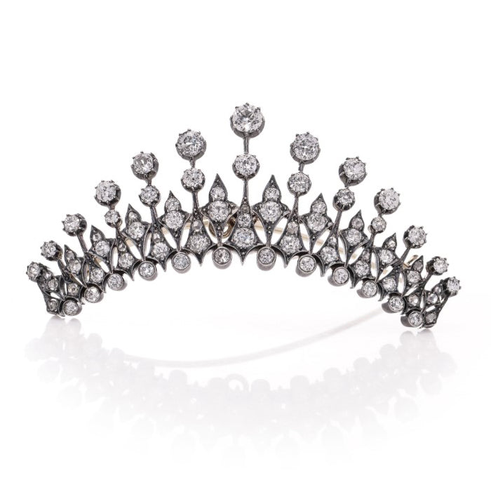 Victorian Antique 4.56ct Old Cut Diamond Tiara Brooch