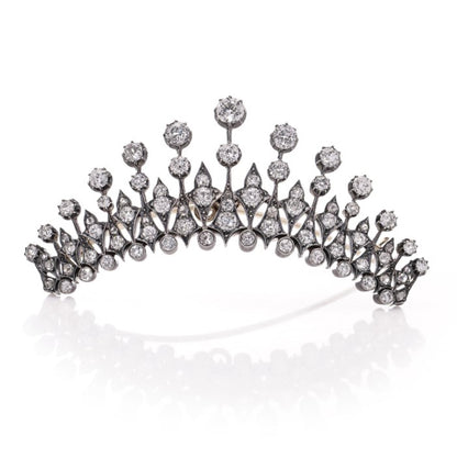 Victorian Antique 4.56ct Old Cut Diamond Tiara Brooch