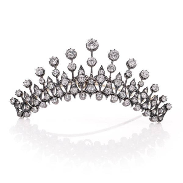 Victorian Antique 4.56ct Old Cut Diamond Tiara Brooch