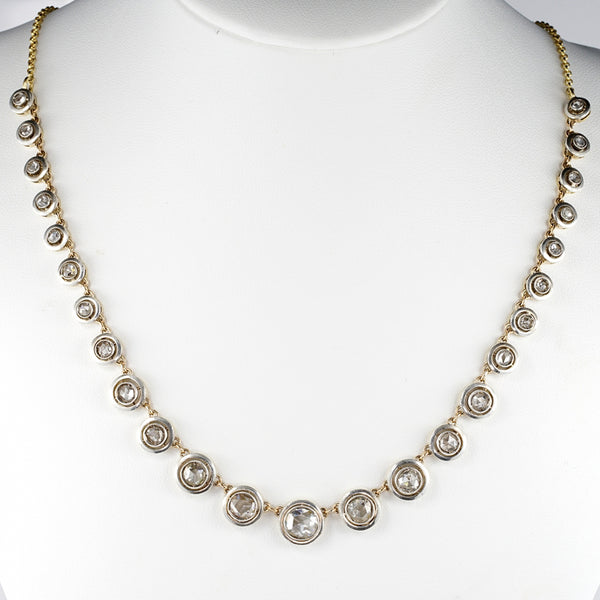 Antique 6.4ct Rose Cut Diamond Target Riviere Necklace