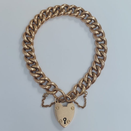 Victorian Antique 15ct Gold Curb Charm Bracelet
