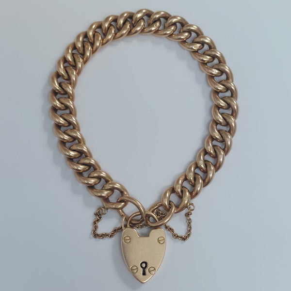 Victorian Antique 15ct Gold Curb Charm Bracelet