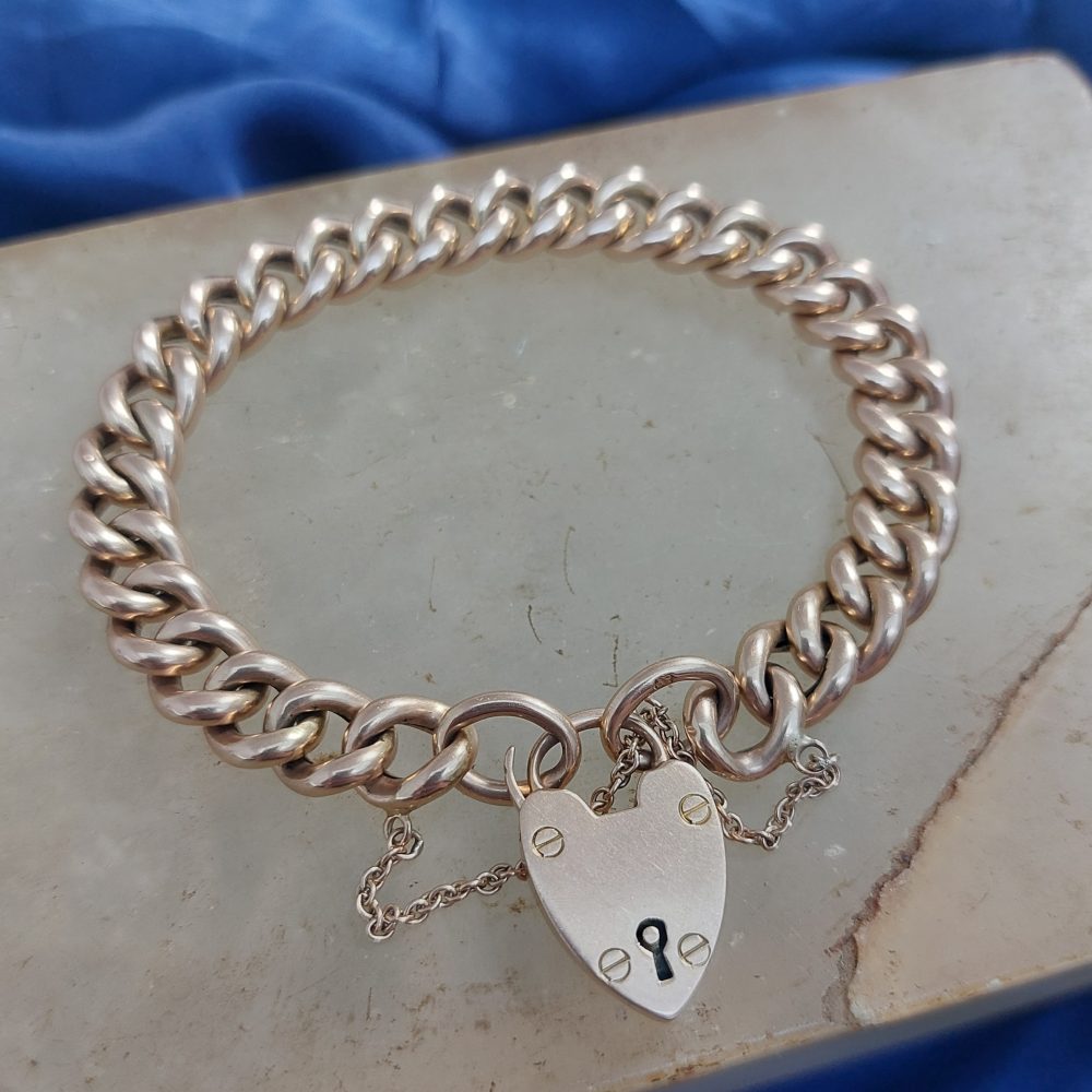 Victorian Antique 15ct Gold Curb Charm Bracelet