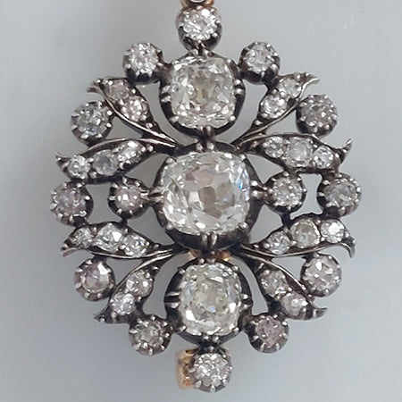 Victorian Antique 2.5ct Old Cut Diamond Pendant come Brooch