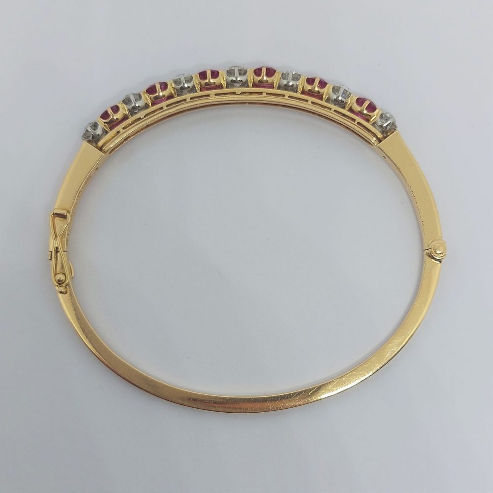 Victorian Antique 3.50ct Burma Ruby and Diamond Bangle Bracelet