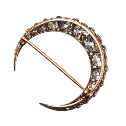 Victorian Antique 3.50ct Old Cut Diamond Crescent Moon Brooch