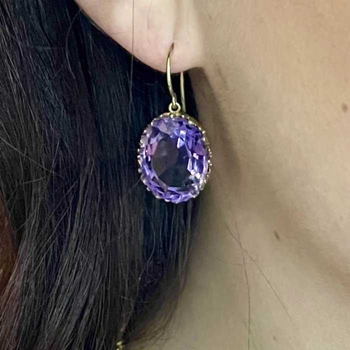 Victorian Antique 33.88ct Amethyst Drop Earrings