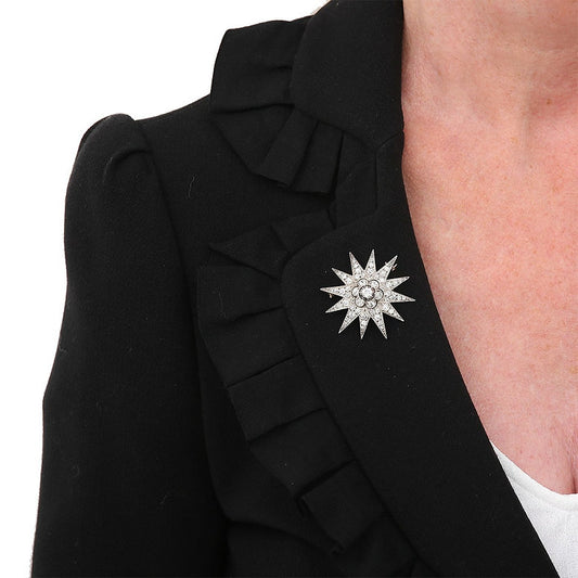 Victorian Antique 3ct Old Mine Cut Diamond Star Pendant Brooch