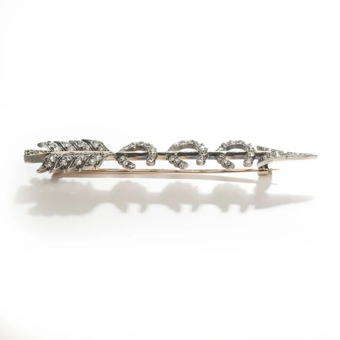 Victorian Antique Old Cut Diamond Triple Horseshoe And Arrow Brooch, 4.80 carats