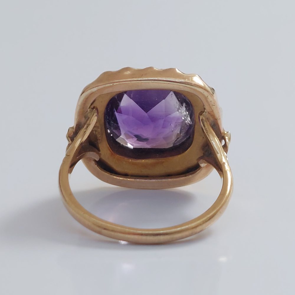 Victorian Antique Amethyst and Pearl Cluster Ring