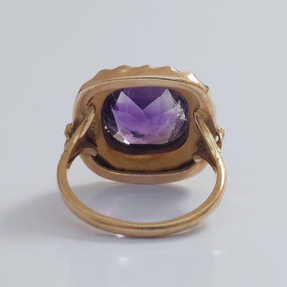 Victorian Antique Amethyst and Pearl Cluster Ring