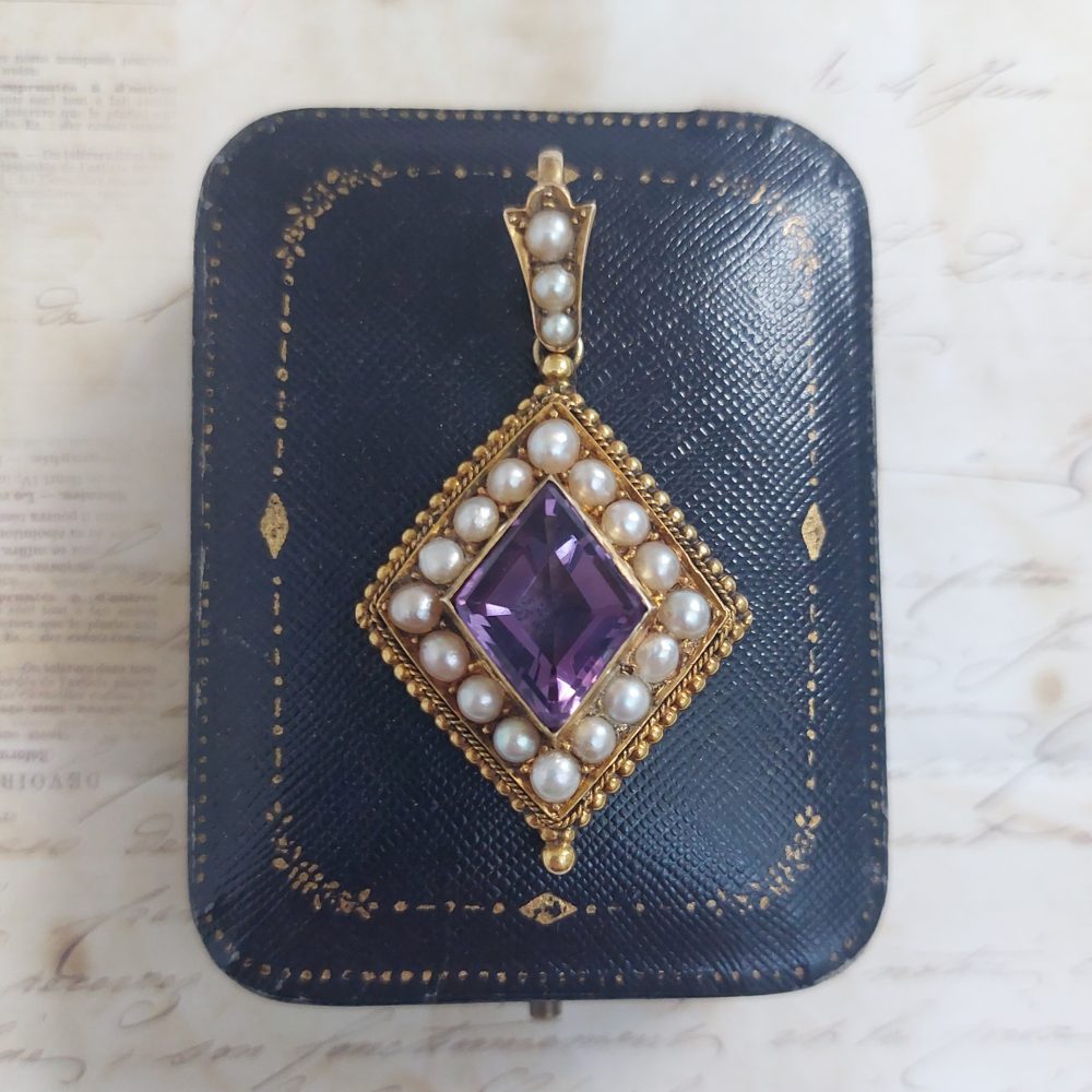 Victorian Antique Amethyst and Pearl Pendant