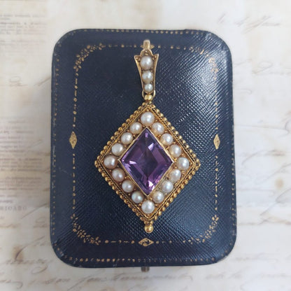 Victorian Antique Amethyst and Pearl Pendant