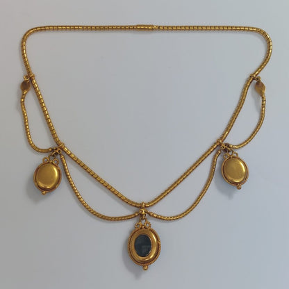 Victorian Antique Blue Enamel and Diamond Star Necklace